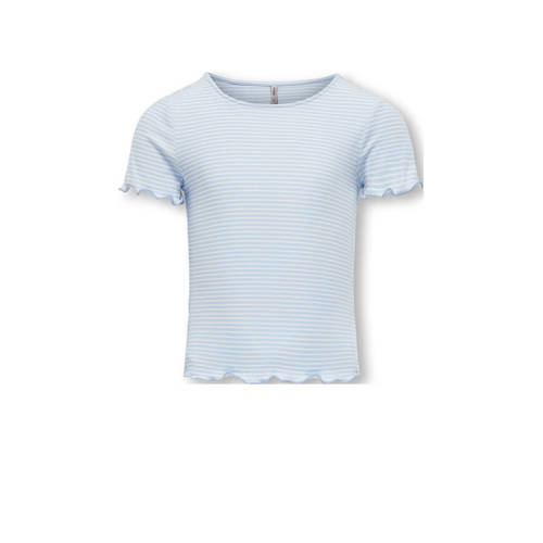 KIDS ONLY GIRL gestreept ribgebreid T-shirt KOGWILMA LIFE lichtblauw/wit