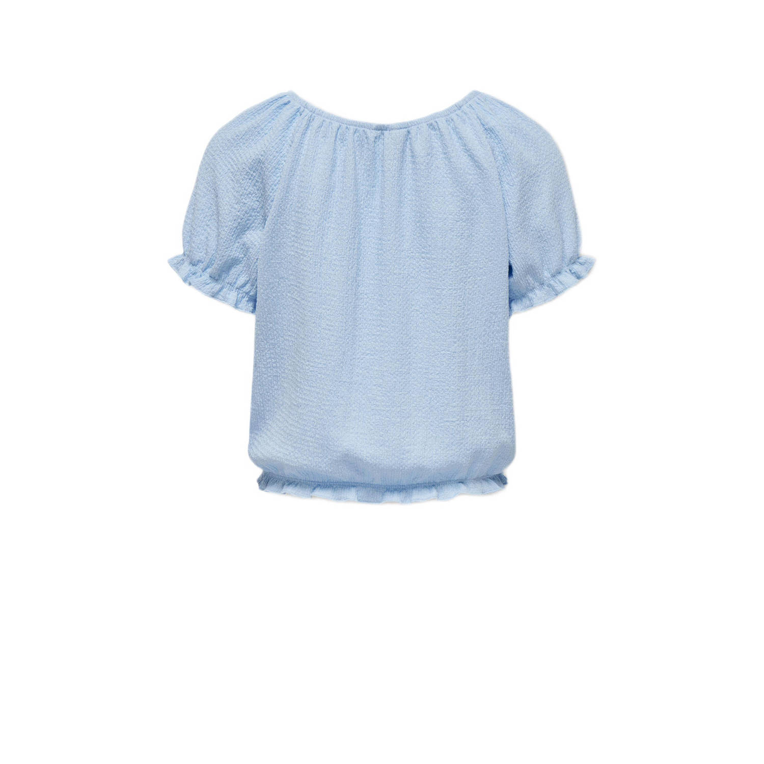 ONLY KIDS GIRL top KOGNEW NAYA met ruches lichtblauw