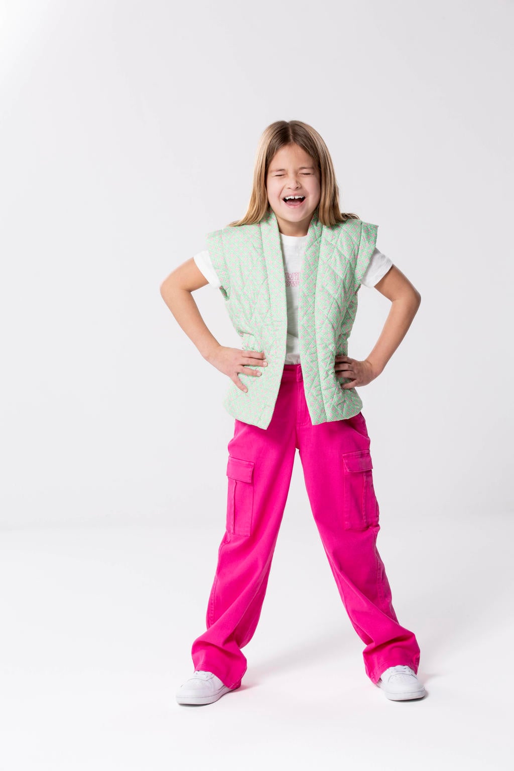KIDS ONLY GIRL straight fit cargobroek KOGYARROW-VOX fuchsia