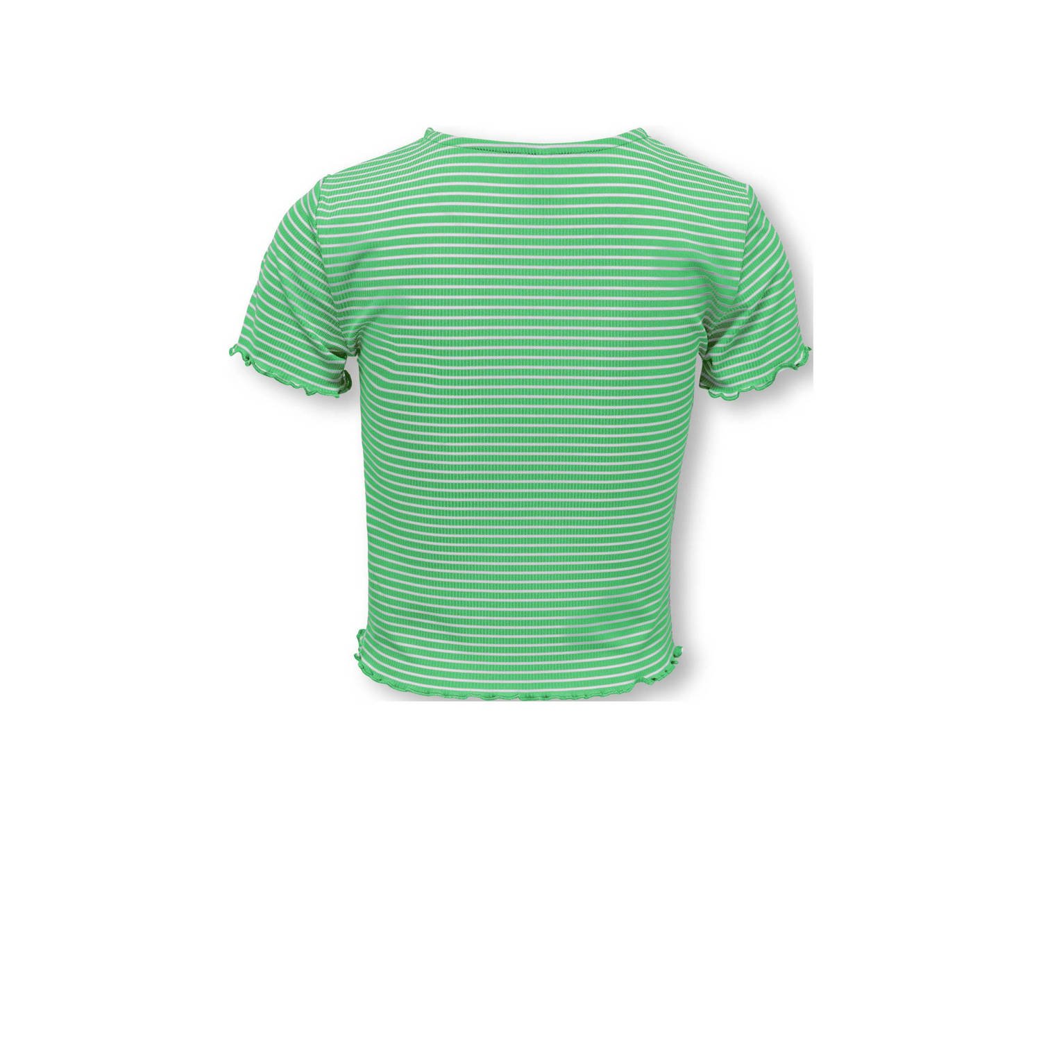 ONLY KIDS GIRL gestreept ribgebreid T-shirt KOGWILMA LIFE frisgroen wit