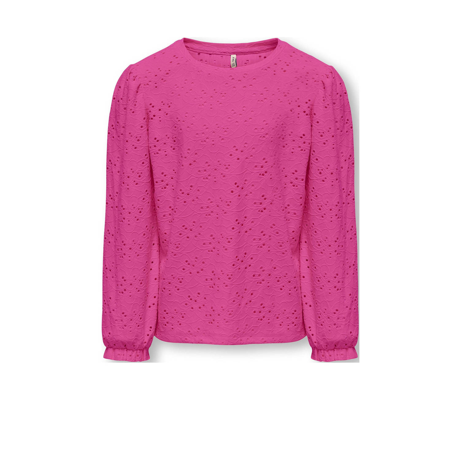 Only KIDS GIRL top KOGSMILLA met open detail fuchsia Roze Meisjes Polyester Ronde hals 122 128