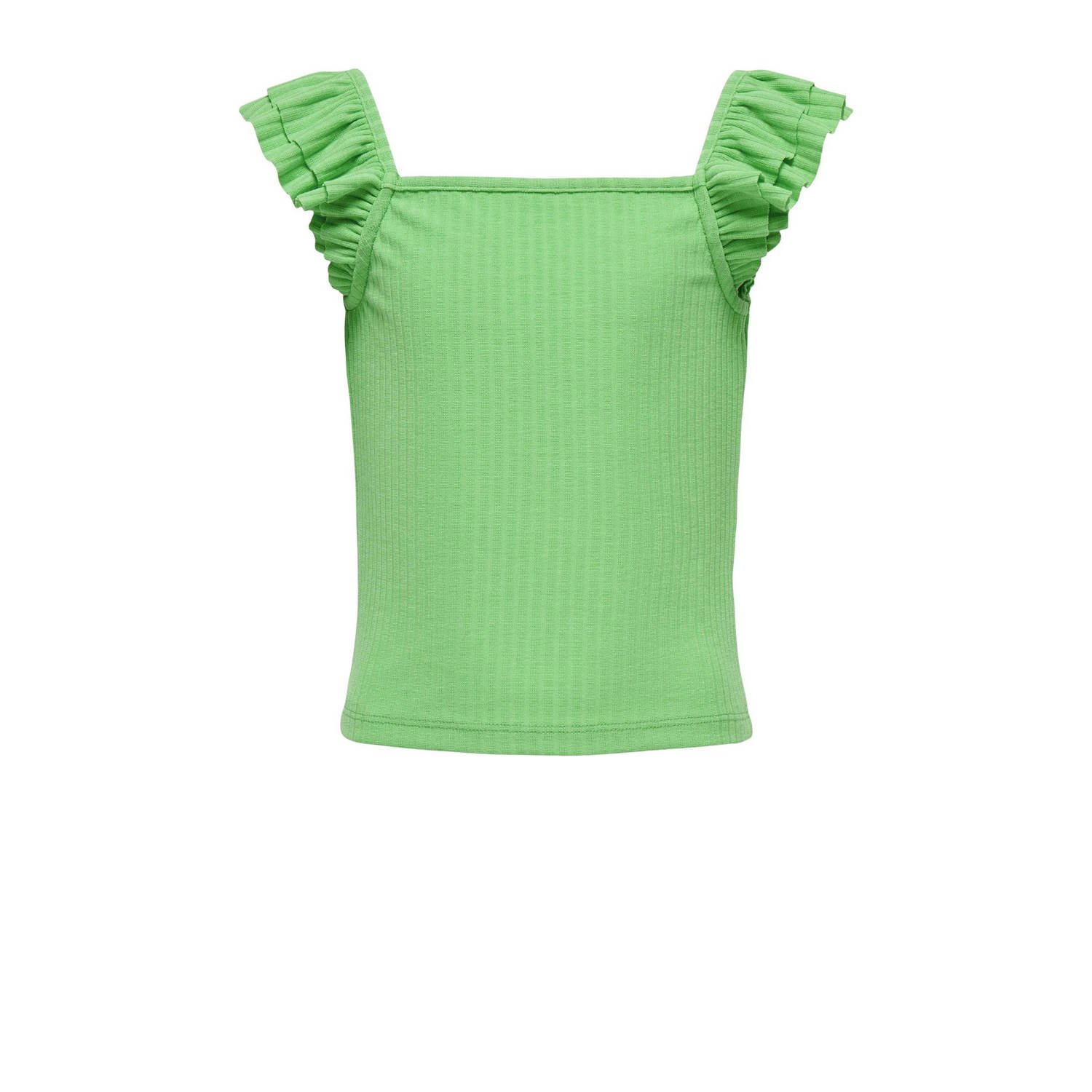 Only KIDS GIRL top KOGNELLA met ruches frisgroen Meisjes Polyester Vierkante hals 122 128