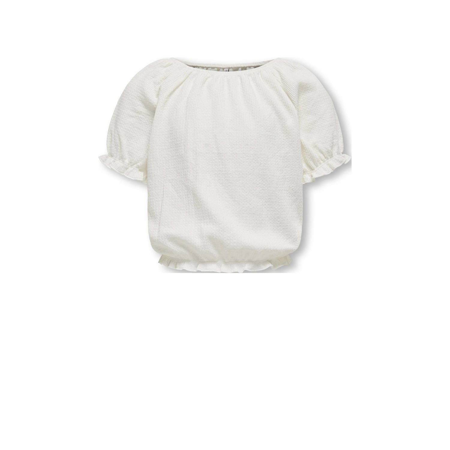 Only KIDS GIRL top KOGNEW NAYA met ruches wit Meisjes Polyester Boothals 122 128