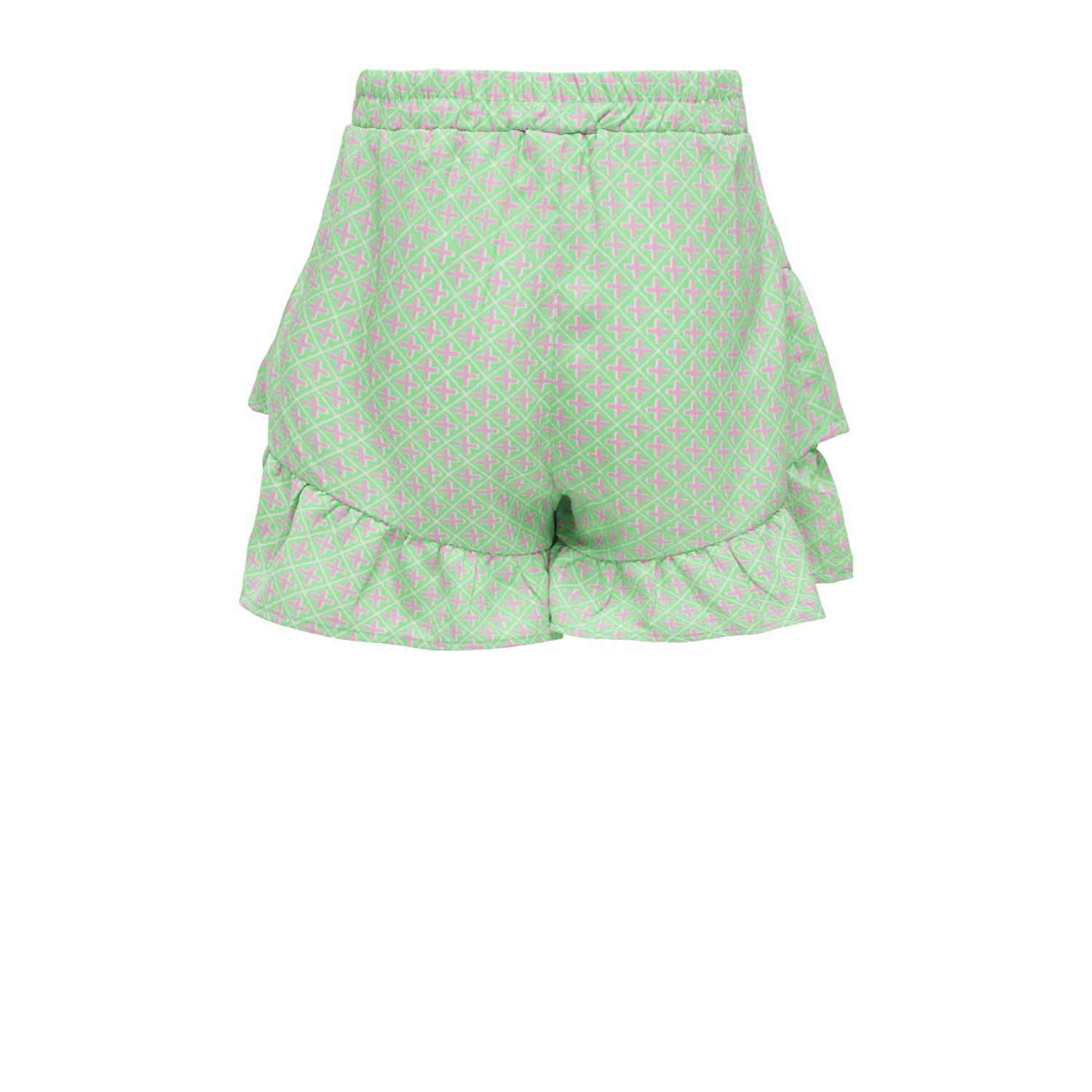 ONLY KIDS GIRL skort KOGBEATE met all over print en ruches frisgroen lila