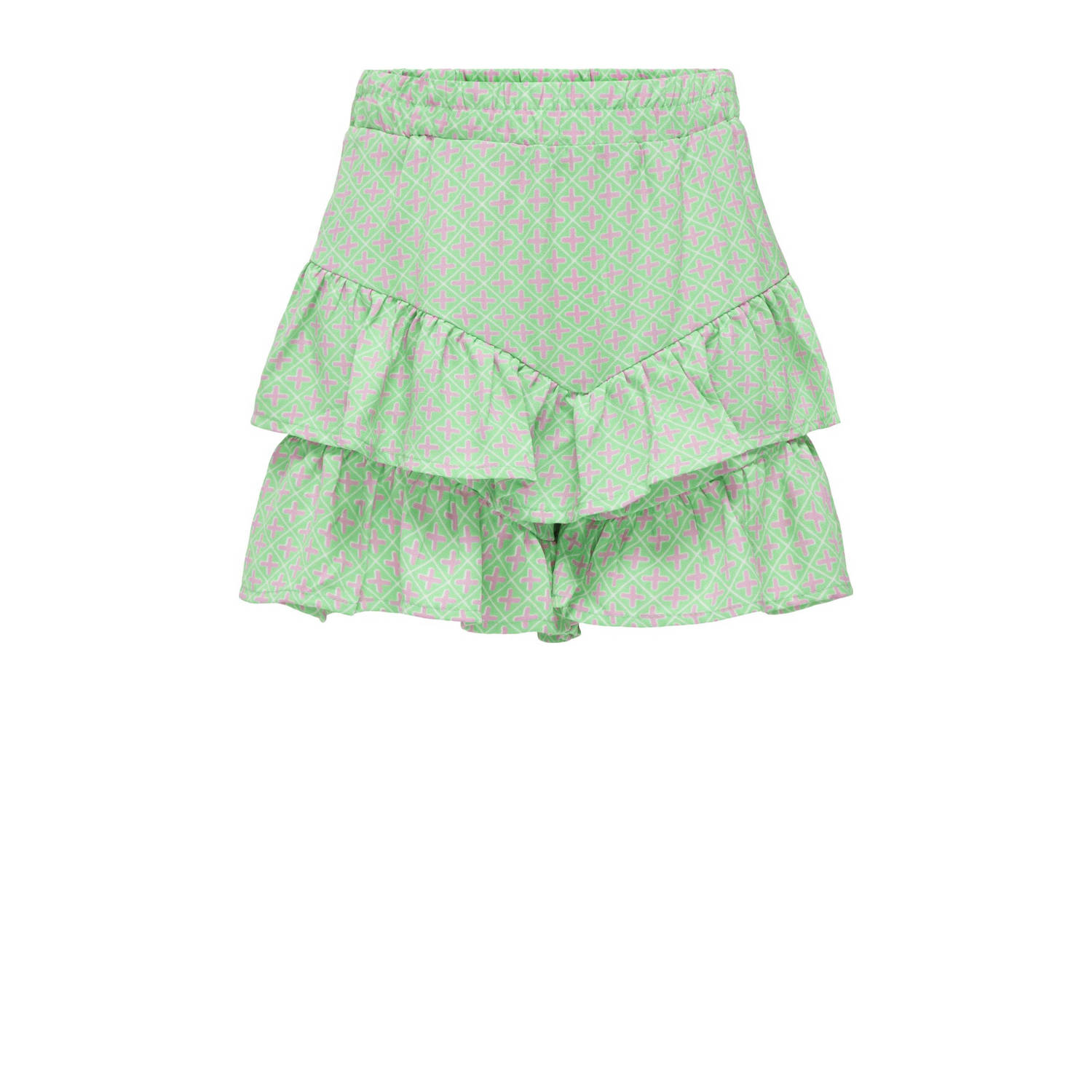 Only KIDS GIRL skort KOGBEATE met all over print en ruches frisgroen lila Rok Meisjes Polyester 128
