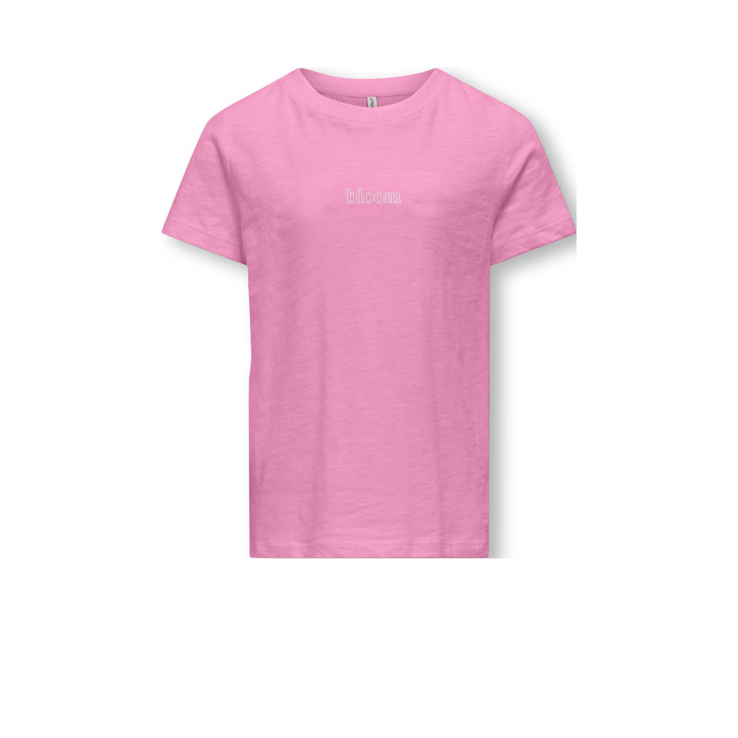 Only KIDS GIRL T-shirt KOGNUNA met tekst zoetroze Meisjes Katoen Ronde hals 122 128