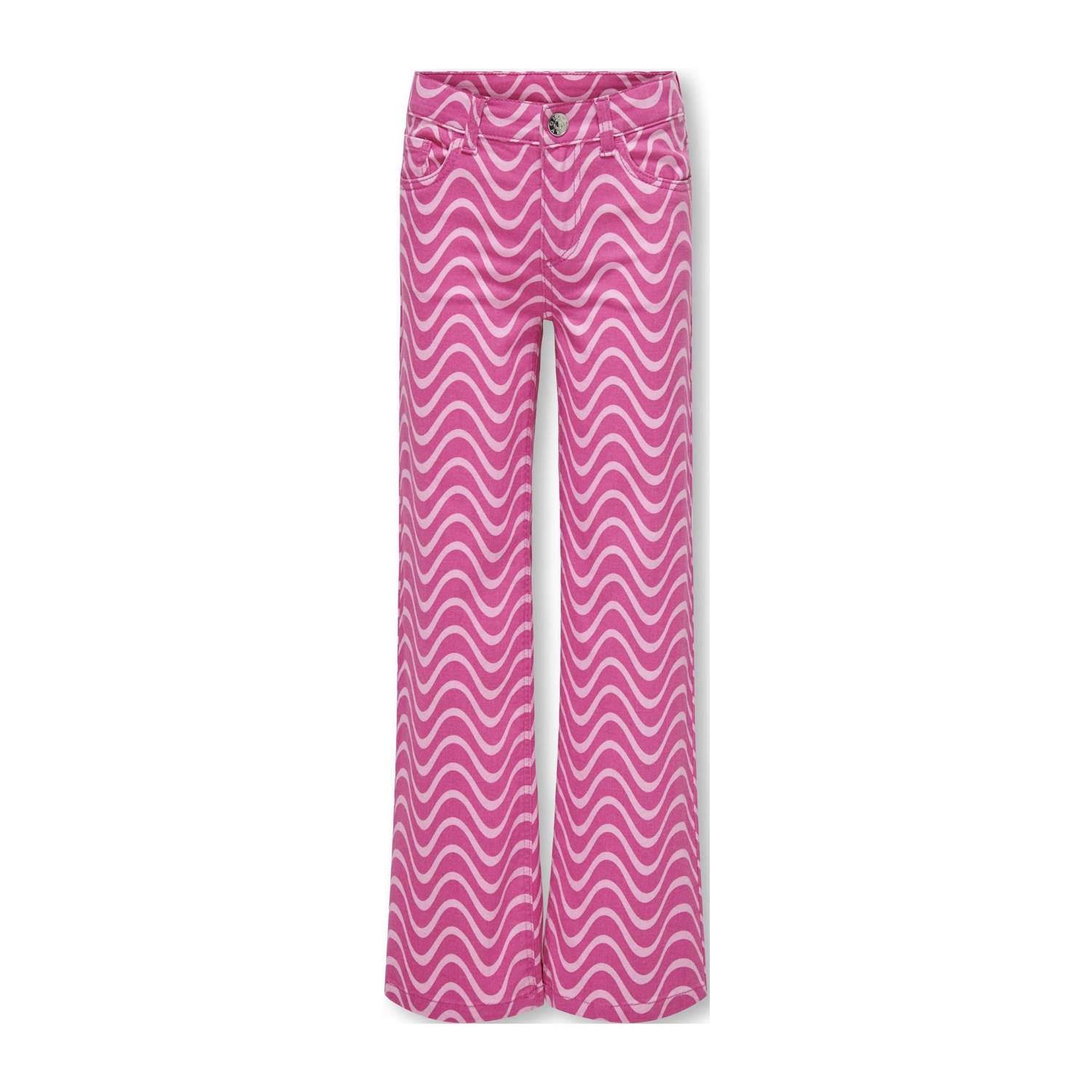 Only KIDS GIRL wide leg broek KOGAGNETE met all over print zoetroze lichtroze Meisjes Stretchkatoen 128