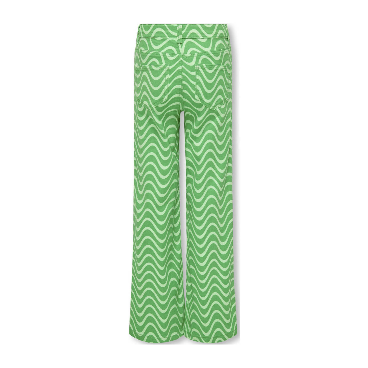 ONLY KIDS GIRL wide leg broek KOGAGNETE met all over print felgroen lichtgroen