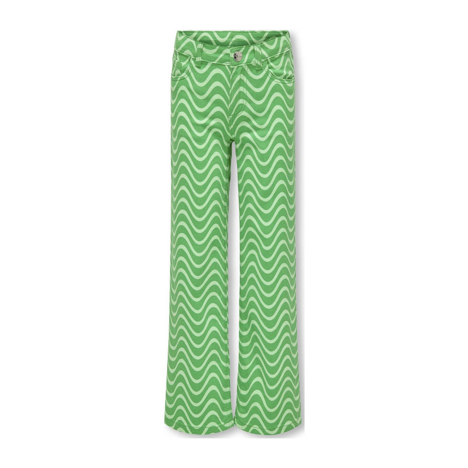 Only KIDS GIRL wide leg broek KOGAGNETE met all over print felgroen lichtgroen Meisjes Stretchkatoen 140