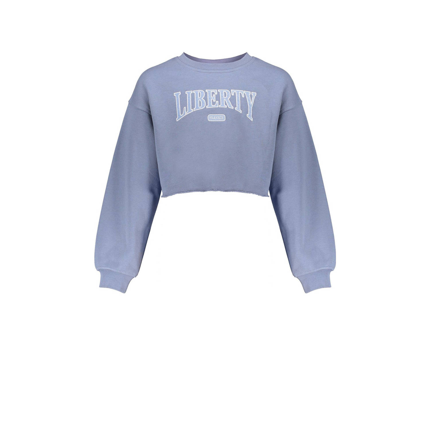 Frankie&Liberty sweater met tekst blauw Tekst 152