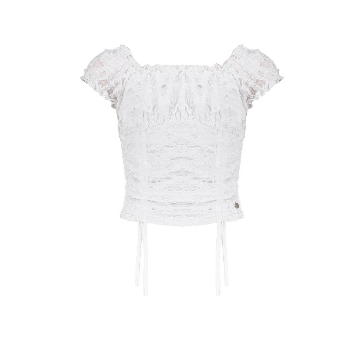 Frankie&Liberty top wit Meisjes Polyester Ronde hals Effen 140