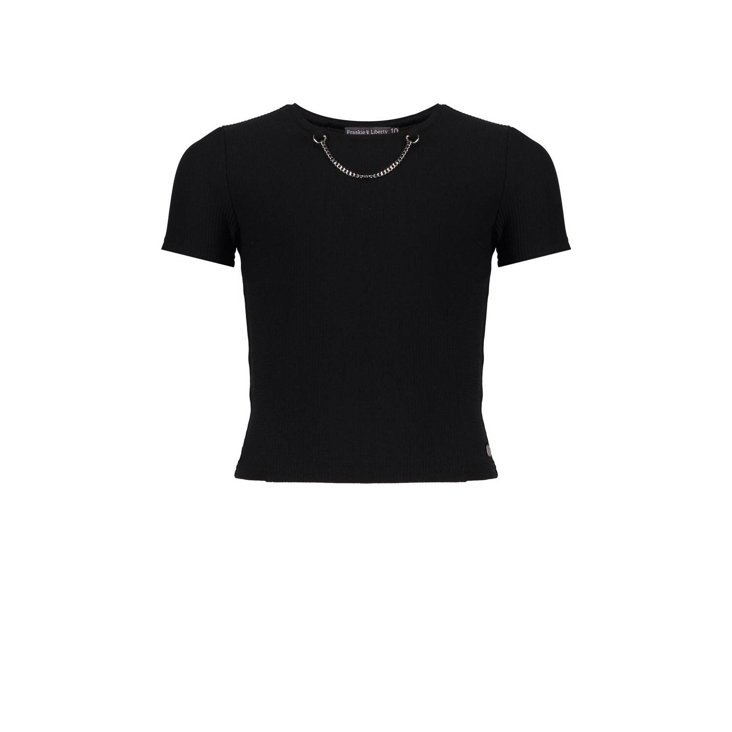Frankie&Liberty T-shirt zwart Meisjes Nylon Ronde hals Effen 164