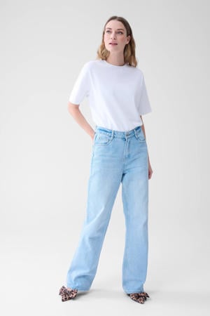 high waist wide leg jeans bleached denim