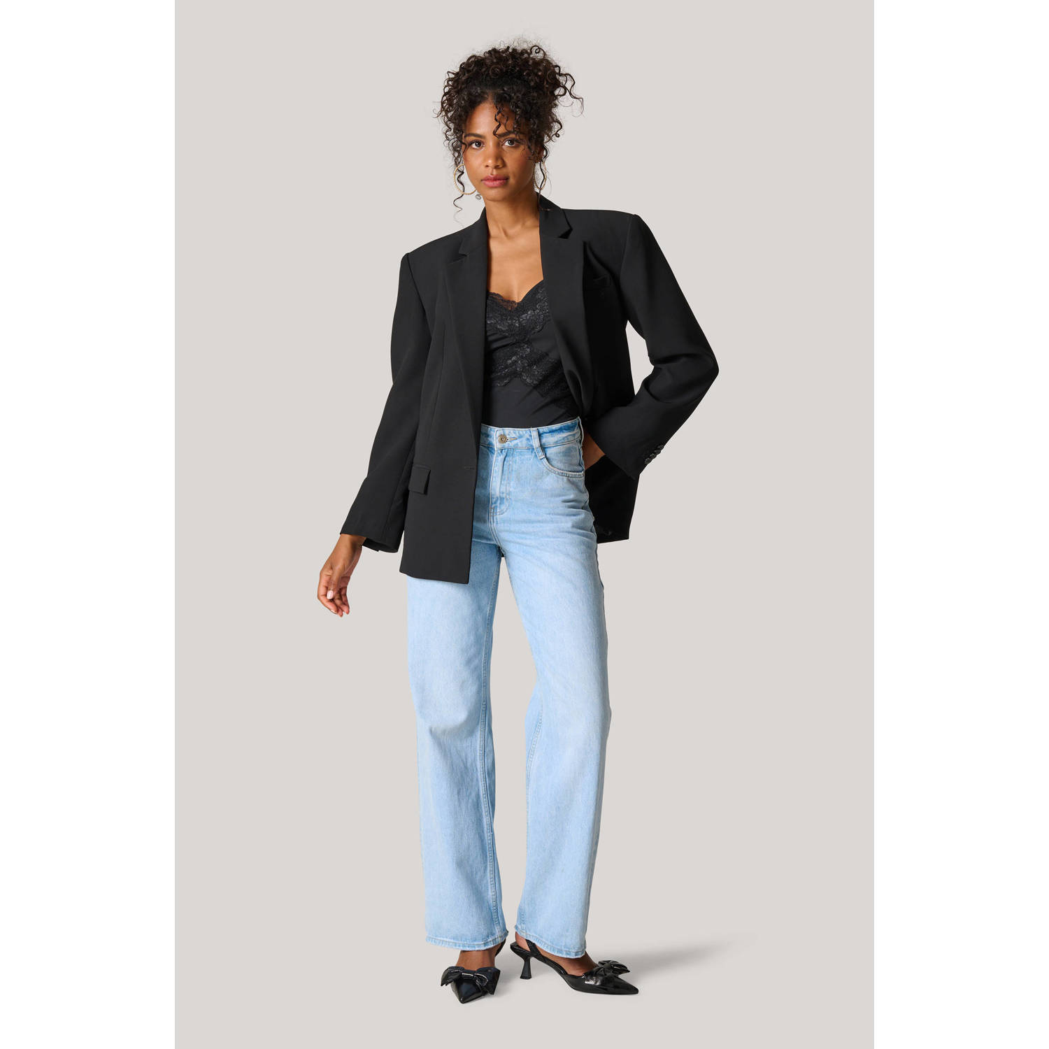 Shoeby high waist wide leg jeans bleached denim