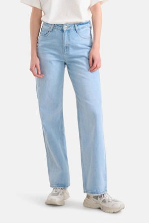 high waist loose jeans light blue denim