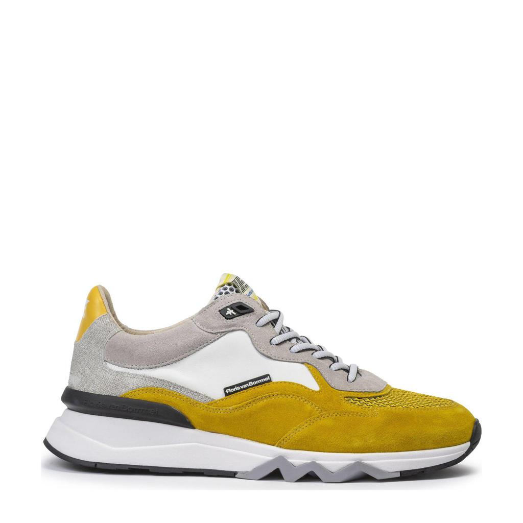 Gele heren Floris van Bommel De Zager 02.50 suède sneakers met veters