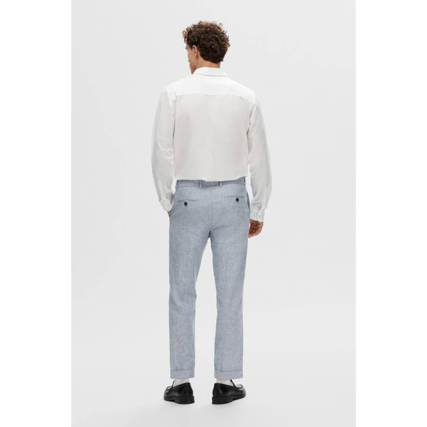 SELECTED HOMME gemêleerde regular fit pantalon SLHREG light blue