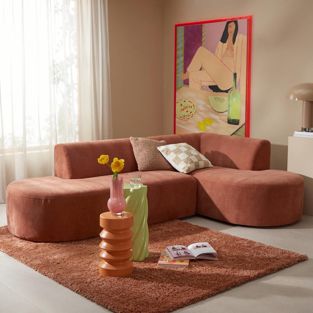 NOUS Living hoekbank met ronde hoek Arles - roze