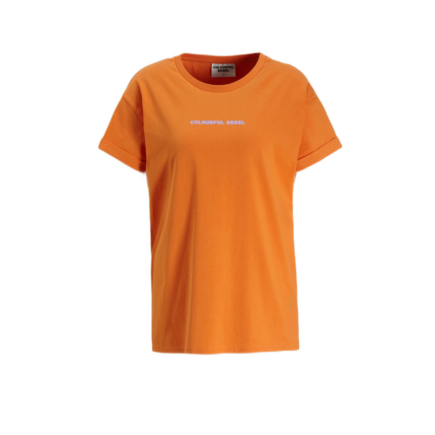 COLOURFUL REBEL Dames Tops & T-shirts Uni Logo Boxy Tee Oranje