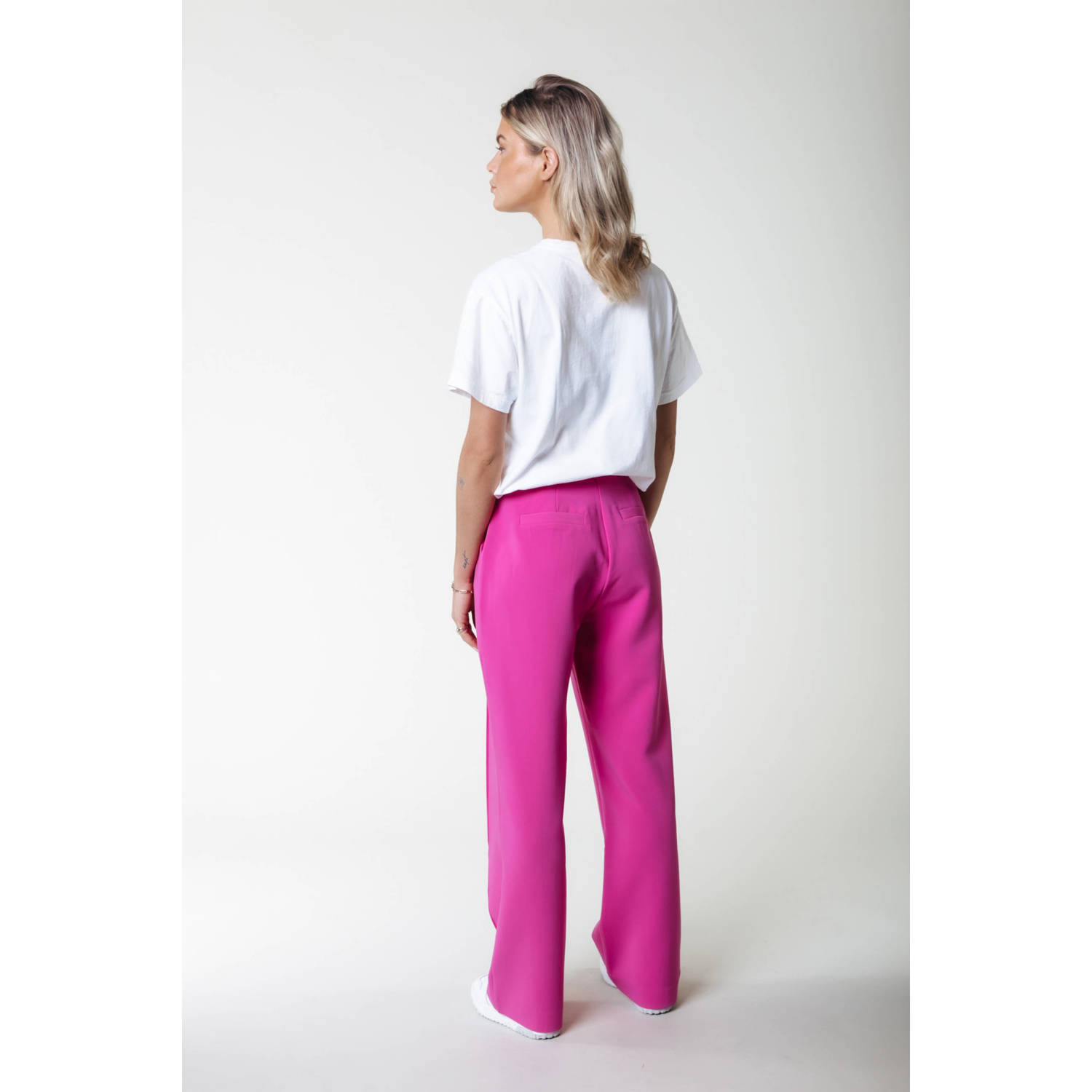 Colourful Rebel high waist straight fit pantalon Rus fuchsia