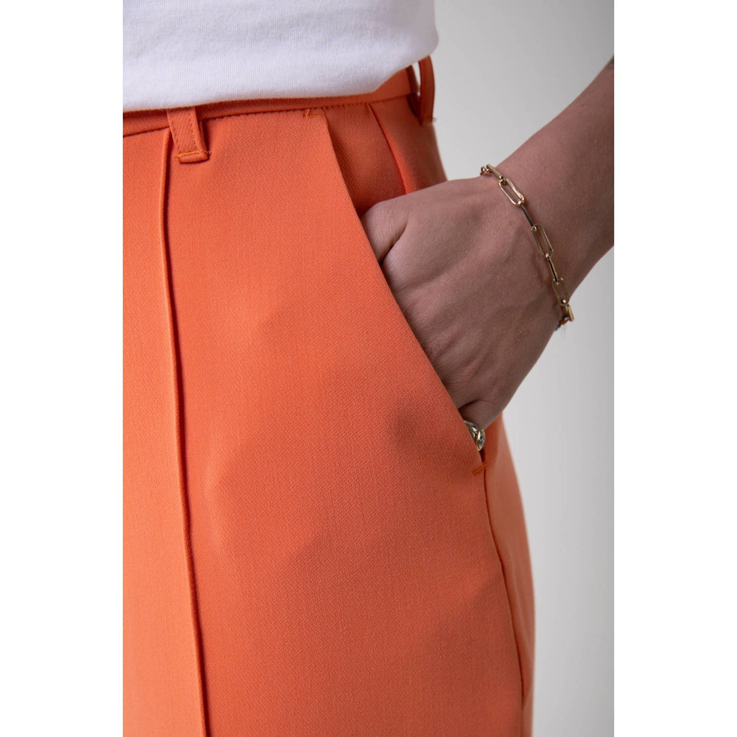 Colourful Rebel high waist straight fit pantalon Rus oranje