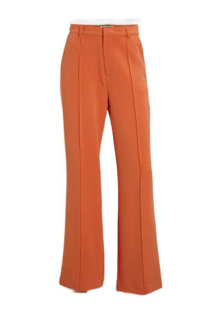 high waist straight fit pantalon Rus oranje
