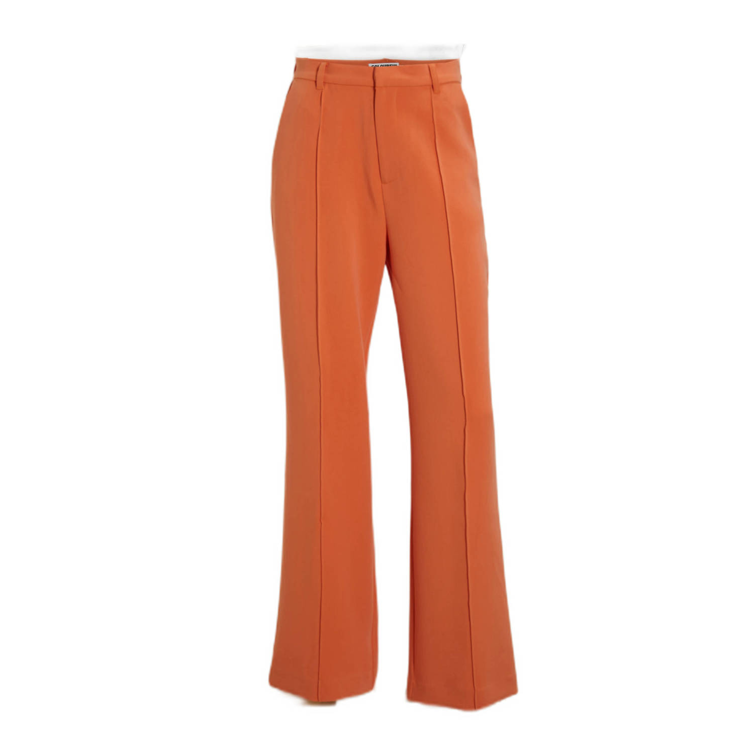 Colourful Rebel high waist straight fit pantalon Rus oranje