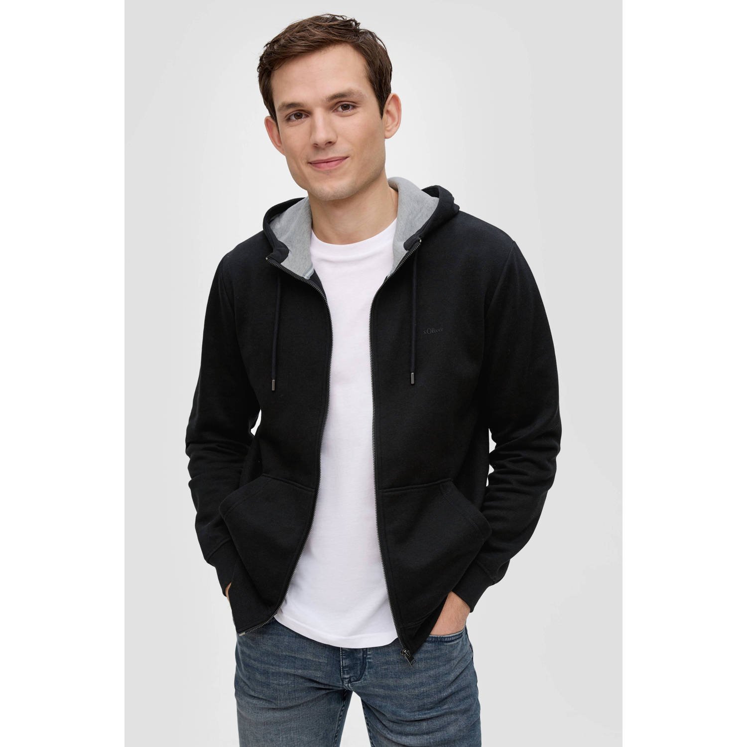 s.Oliver sweatvest met logo zwart