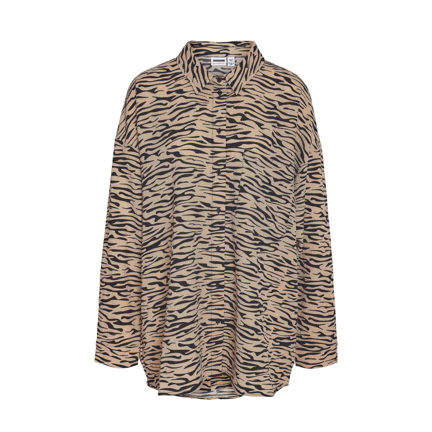 NOISY MAY Curve blouse NMRIPPLE met zebraprint beige zand