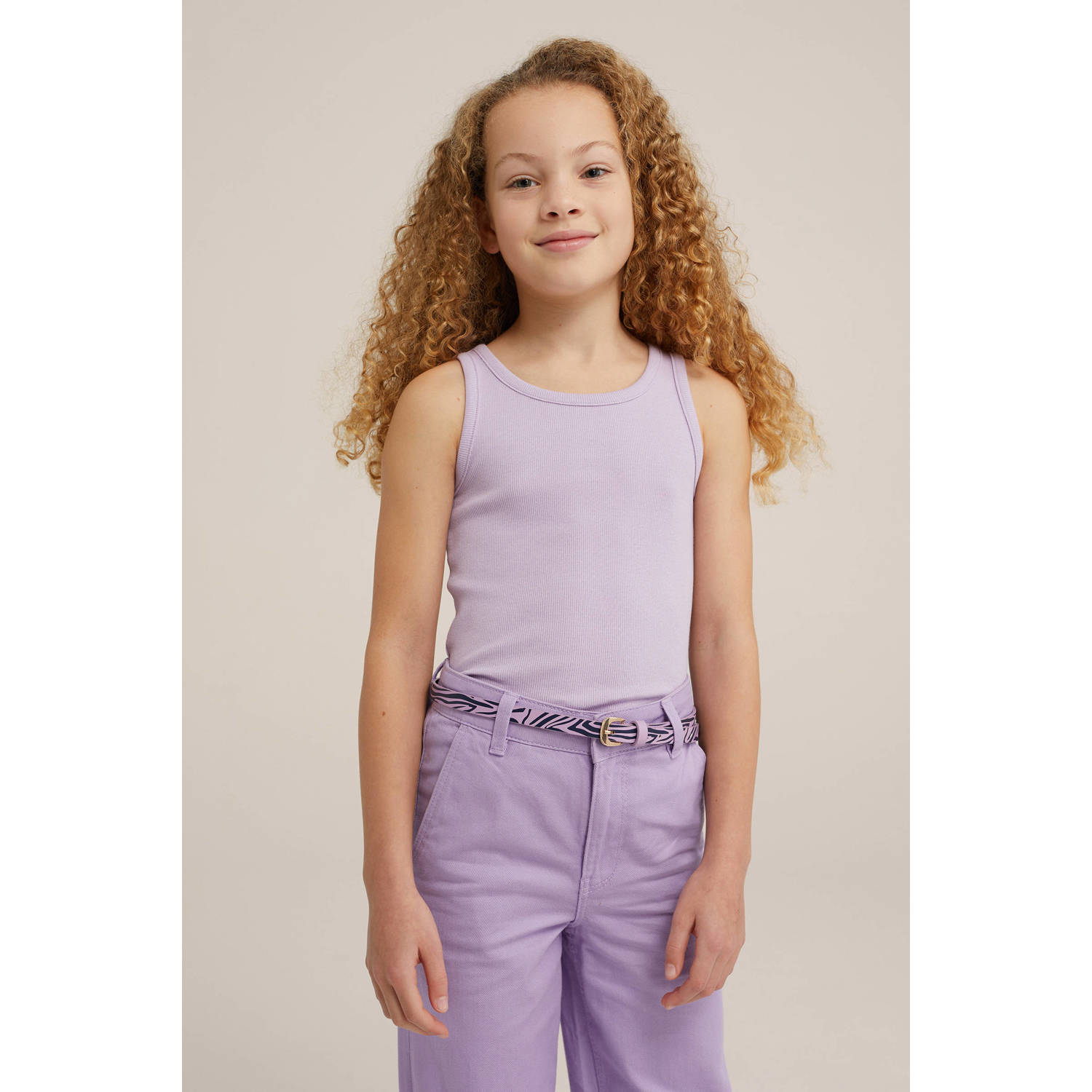 WE Fashion ribgebreide top slate purple Paars Meisjes Katoen Ronde hals 110 116