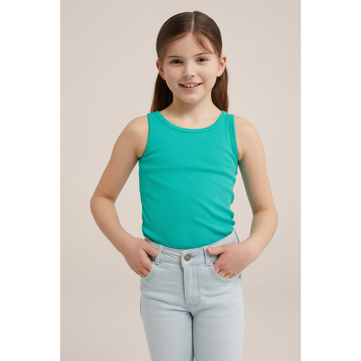 WE Fashion WE Fundamentals ribgebreide top sea green
