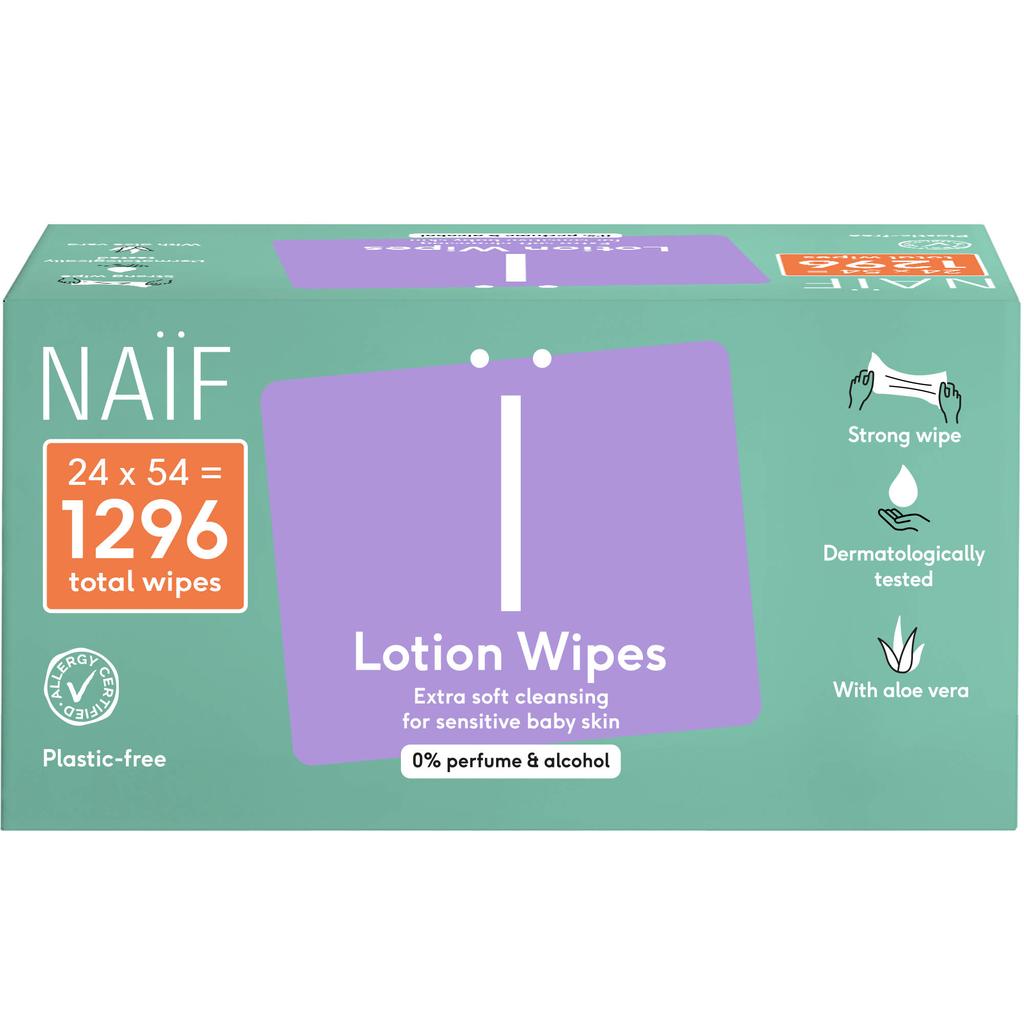 NAÏF 24 stuks - plasticvrije lotion billendoekjes