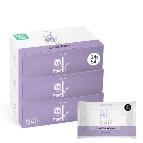 NAÏF 24 stuks - plasticvrije lotion billendoekjes afbeelding