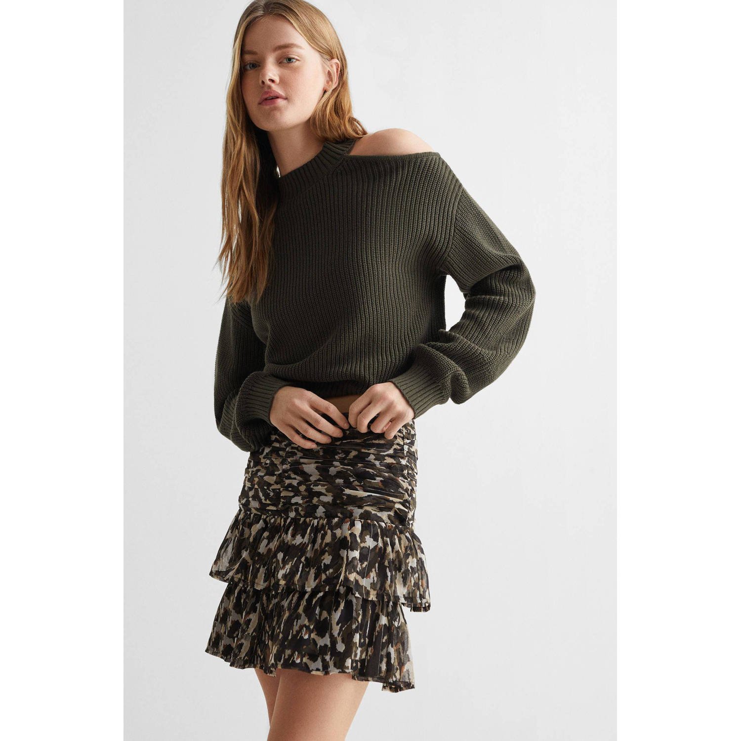 Mango Kids rok met all over print bruin beige
