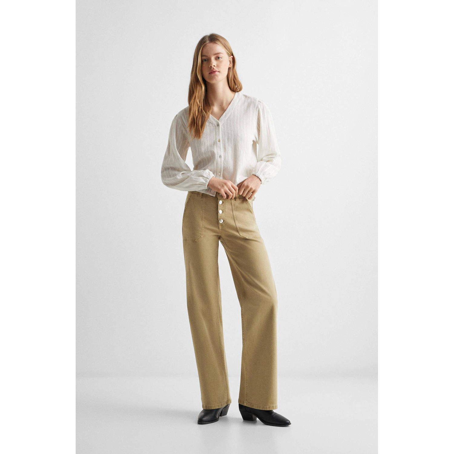 Mango Kids straight fit broek zand