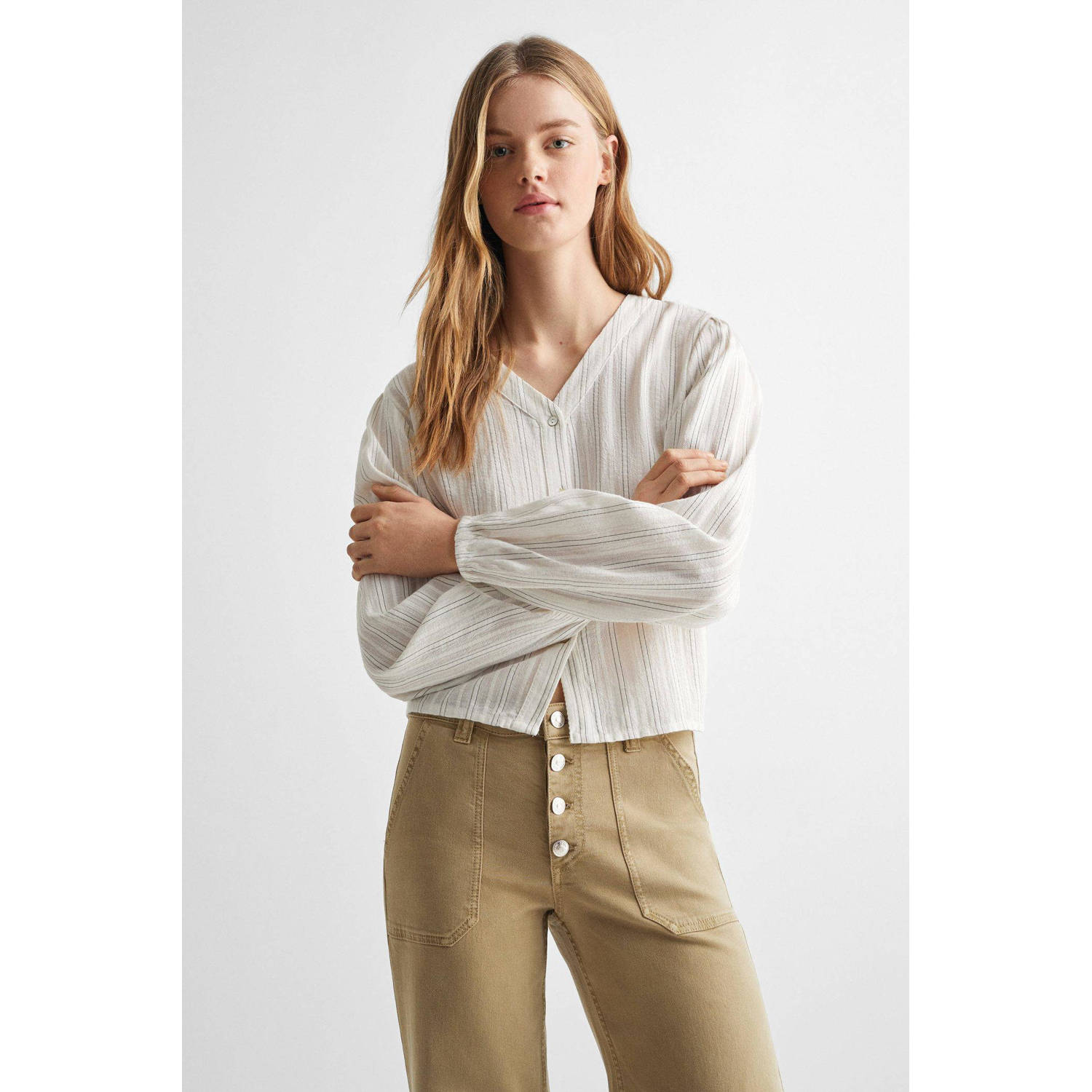 Mango Kids straight fit broek zand