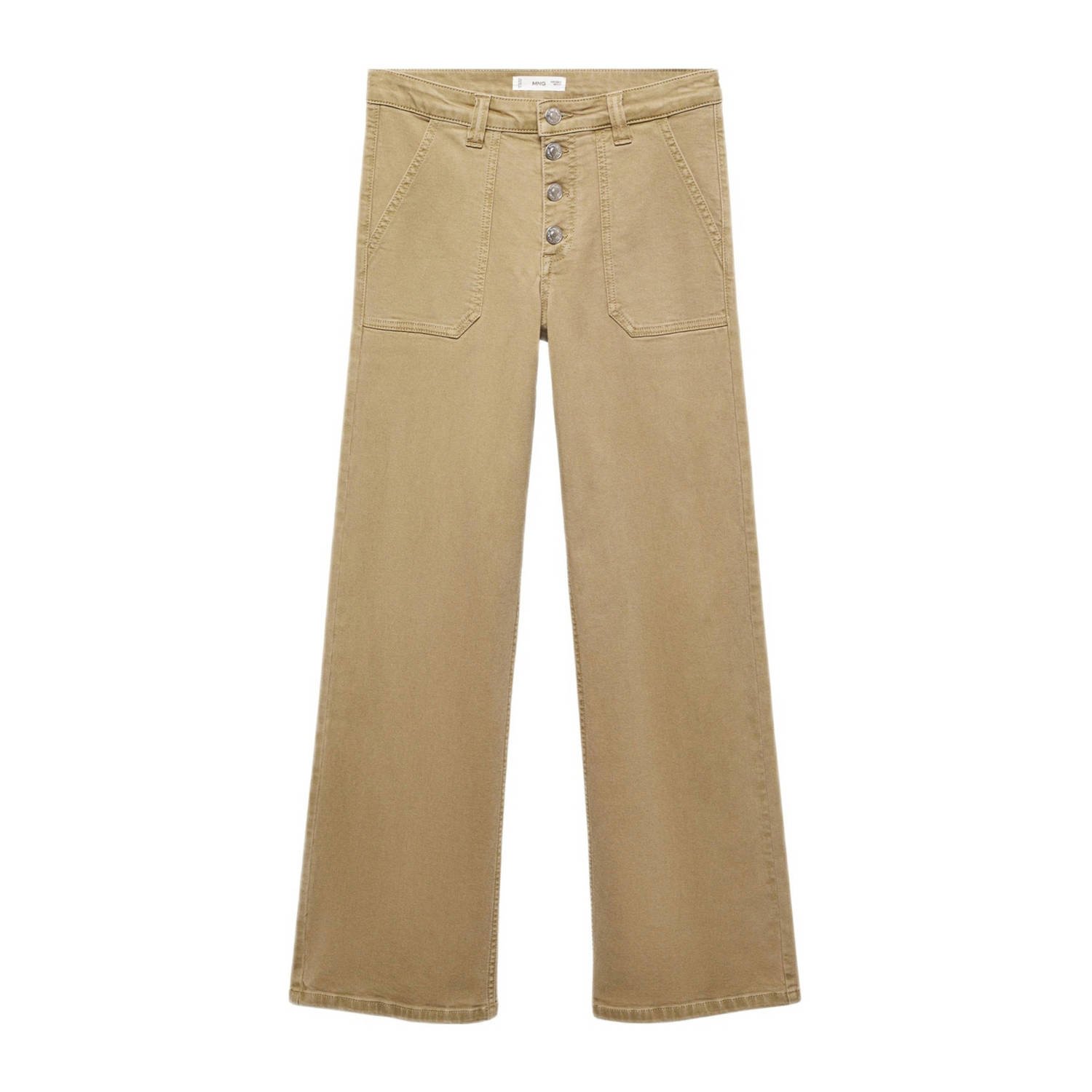 Mango Kids straight fit broek zand Beige Meisjes Katoen Effen 152(XXS)