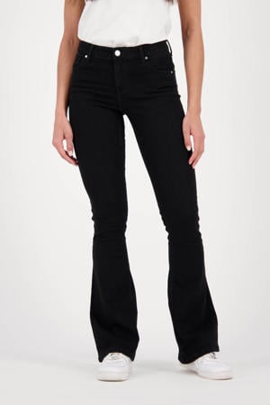 regular waist flared jeans black denim