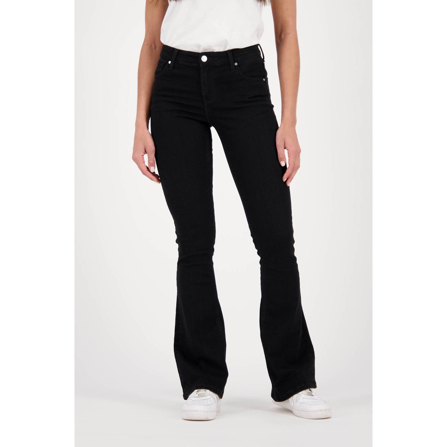 Raizzed regular waist flared jeans black denim