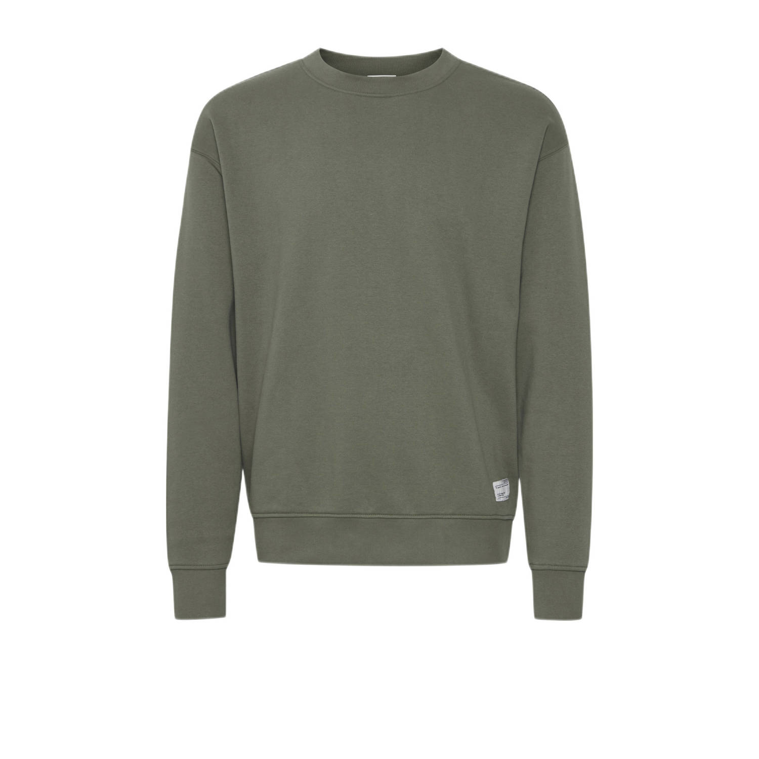 Solid sweater met logo olijfgroen