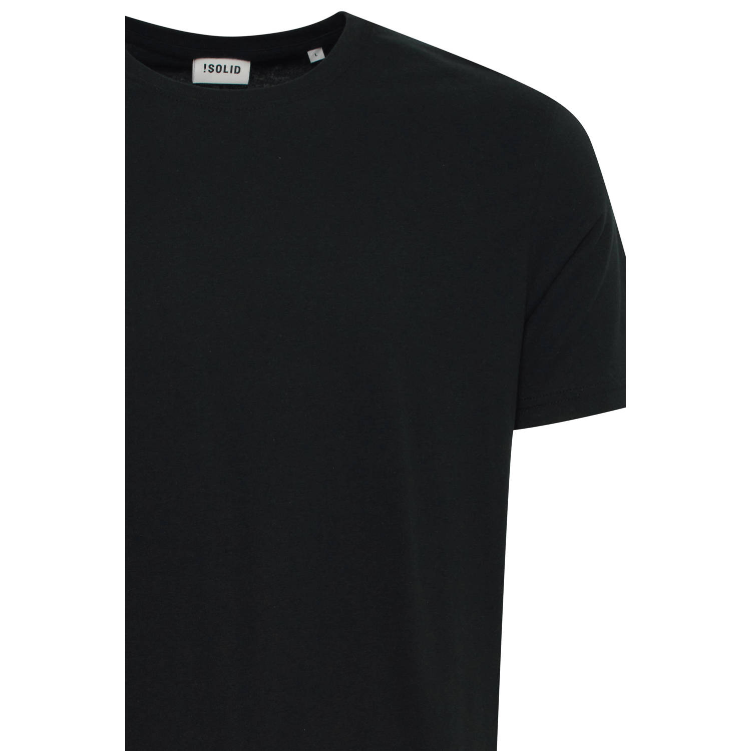 Solid regular fit T-shirt zwart