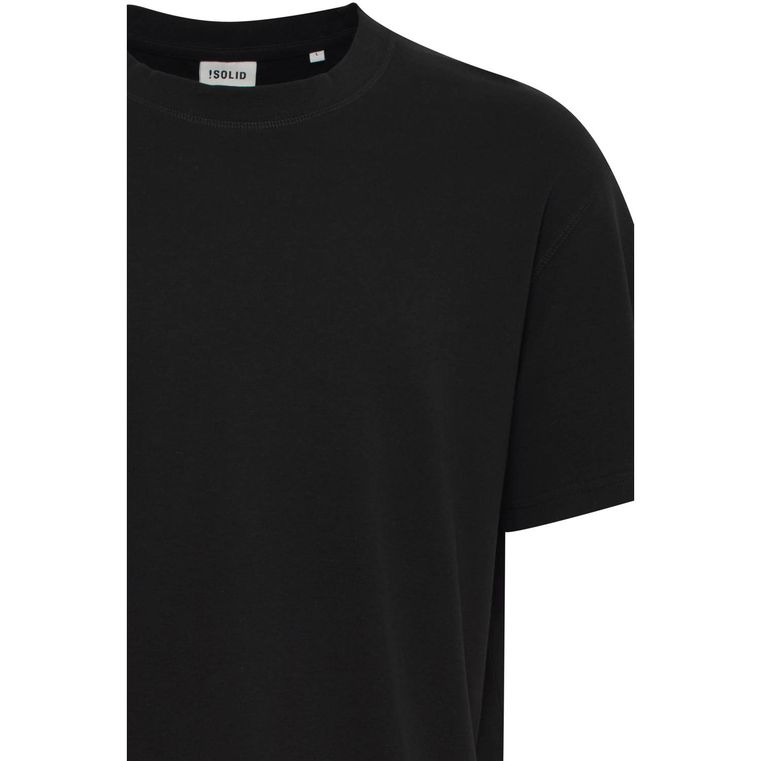 Solid gemeleerd regular fit T-shirt zwart