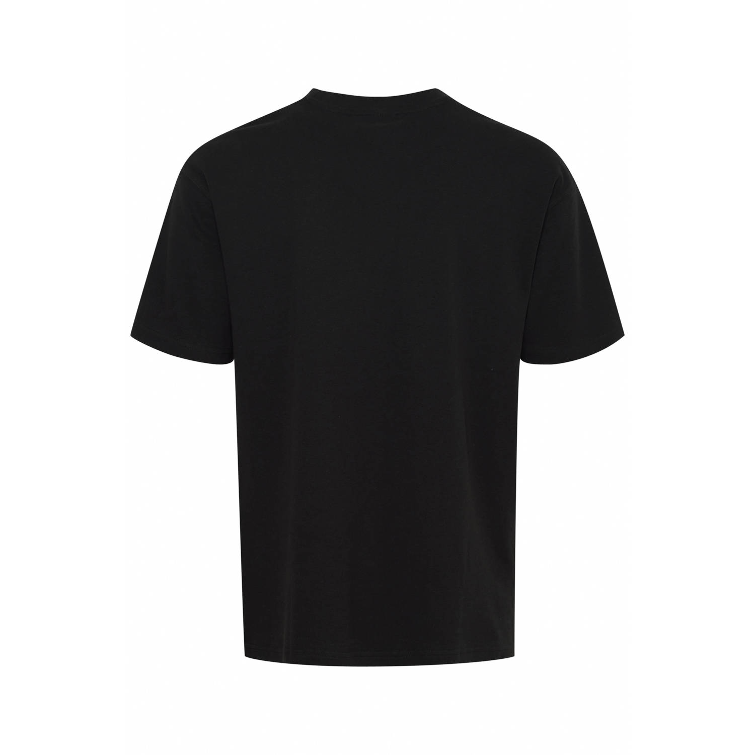 Solid gemeleerd regular fit T-shirt zwart
