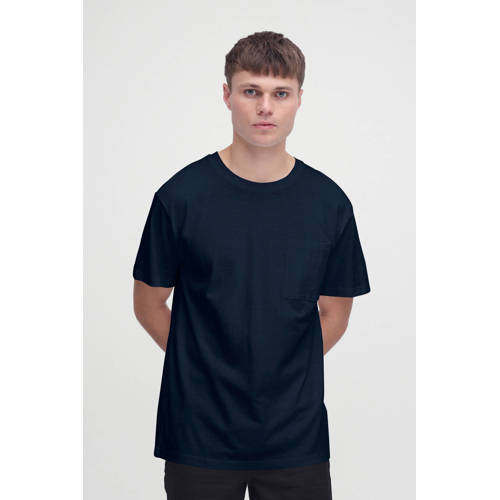 Solid regular fit T-shirt donkerblauw afbeelding