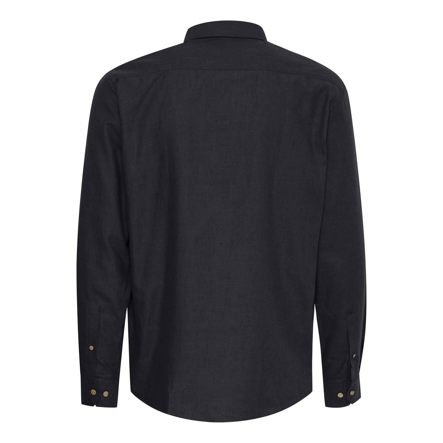 Solid gemêleerd regular fit overhemd zwart