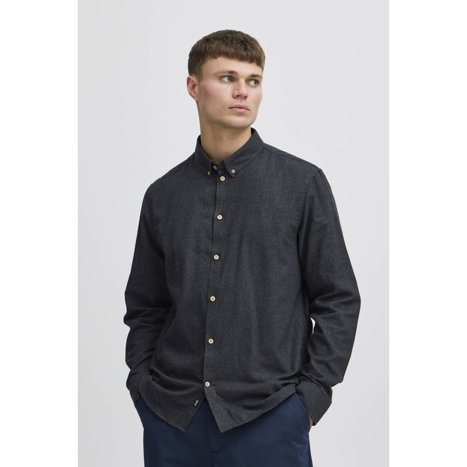 Solid Overhemd Lange Mouw Pete Normaal Shirt
