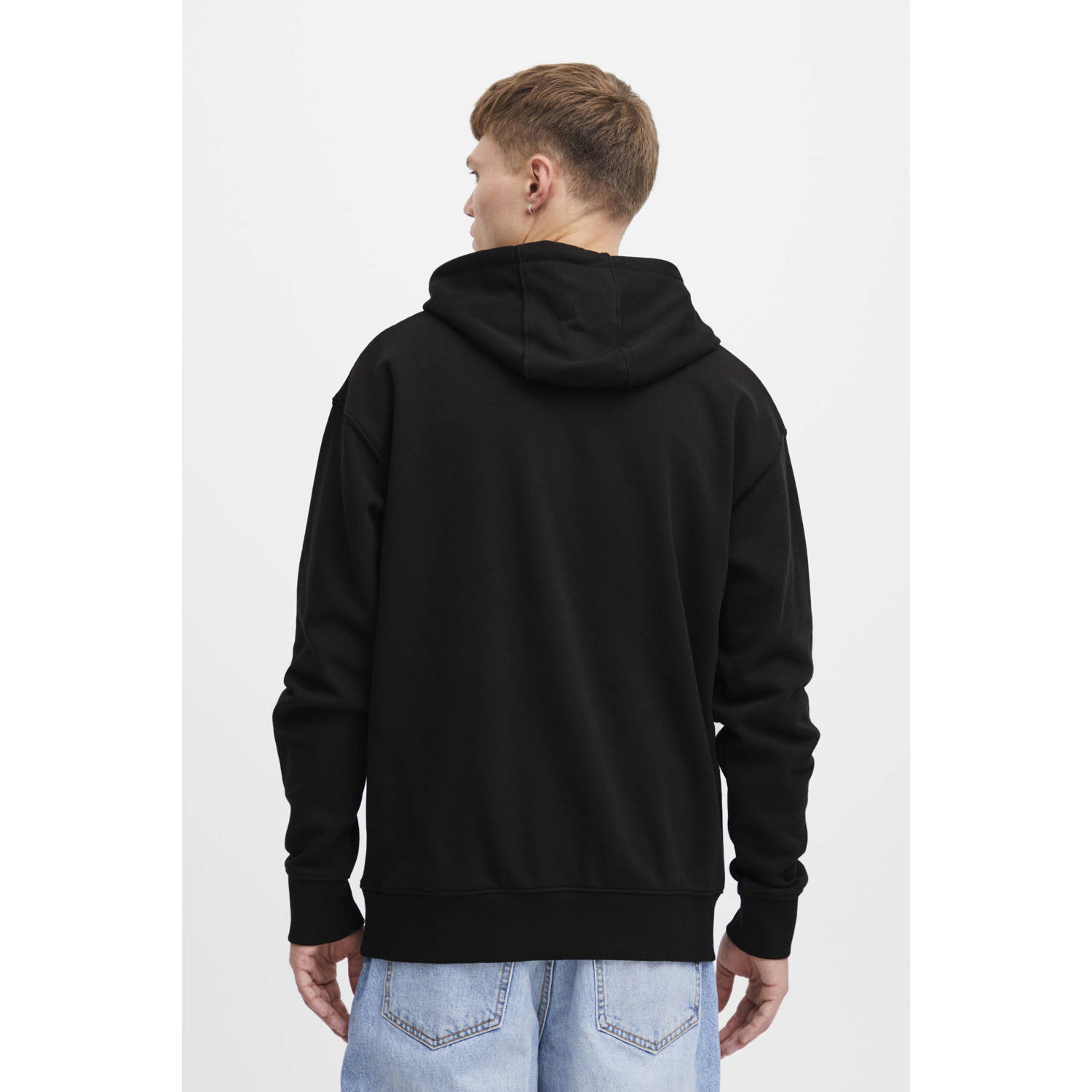 Solid hoodie met logo zwart