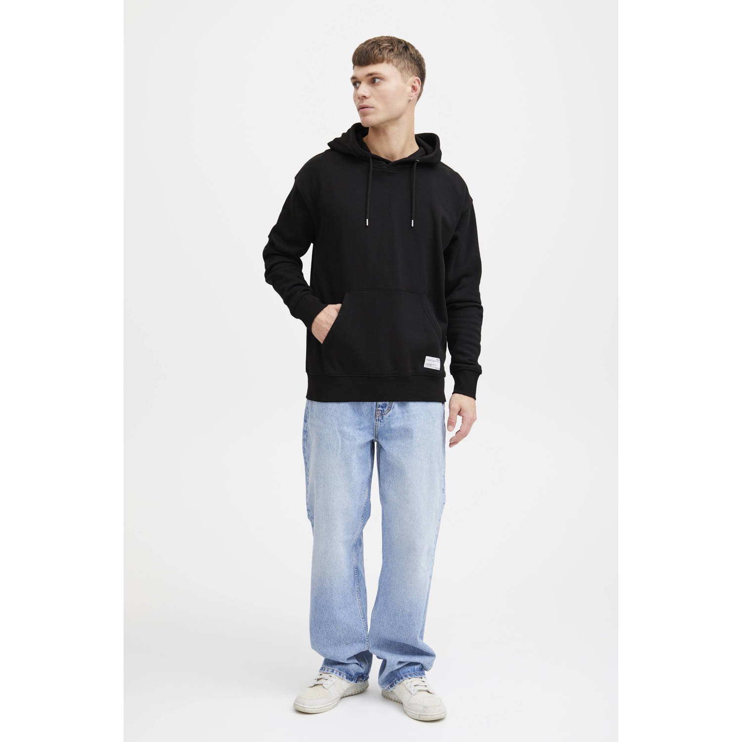 Solid hoodie met logo zwart
