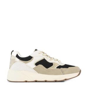 chunky sneakers zwart/beige