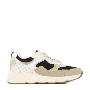 chunky sneakers zwart/beige
